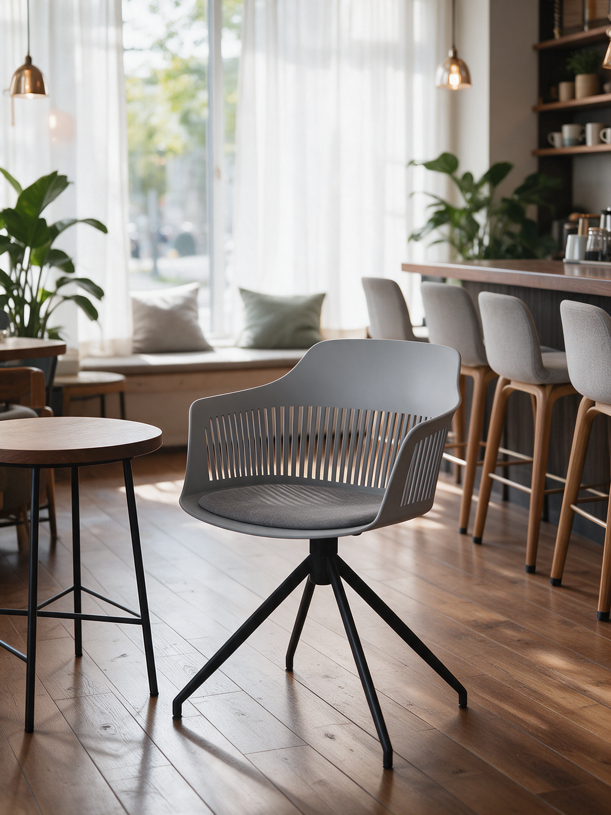 NIORA The Sip cafe chair in a modern cafe in daylight
