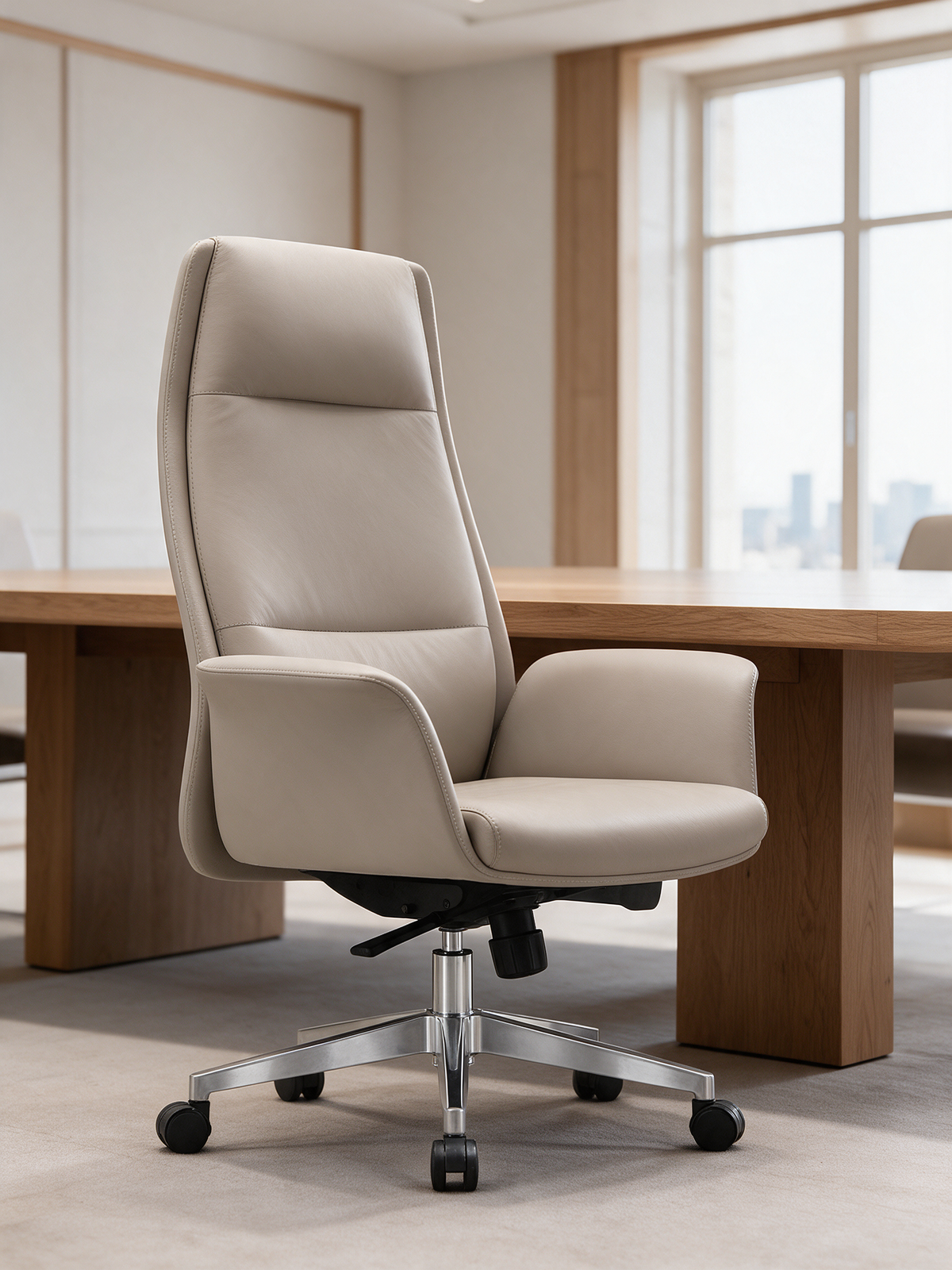 NIORA Velure High Back board room chair in a premium boardroom in daylight