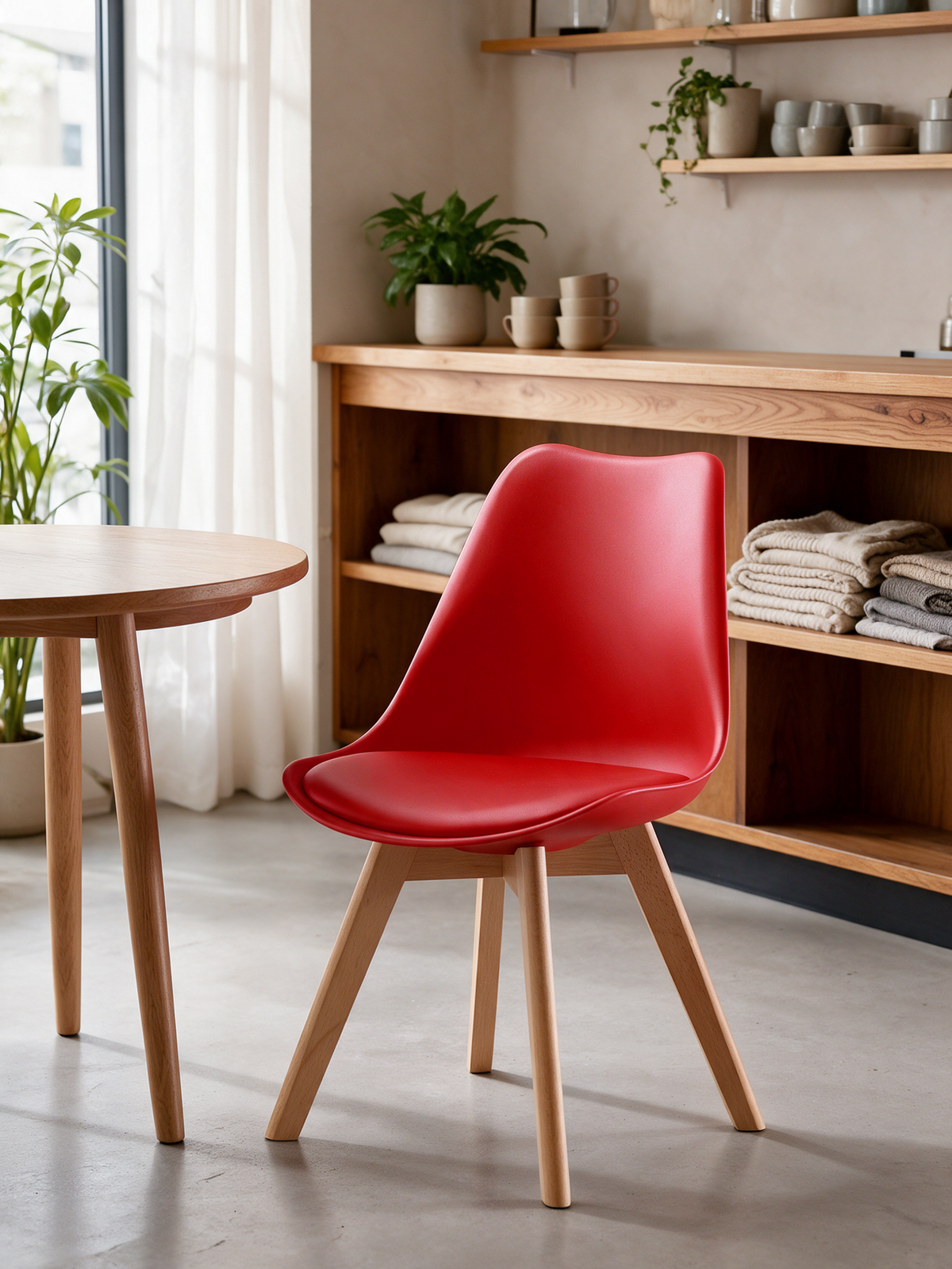 NIORA Island cafe chair in a modern cafe in daylight