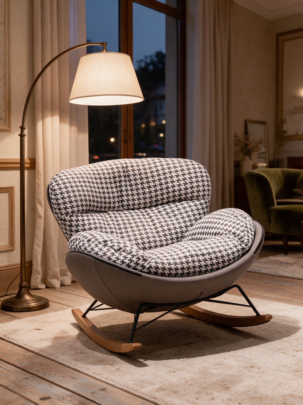 NIORA Nimbus lounge chair in a hotel lobby in warm evening light