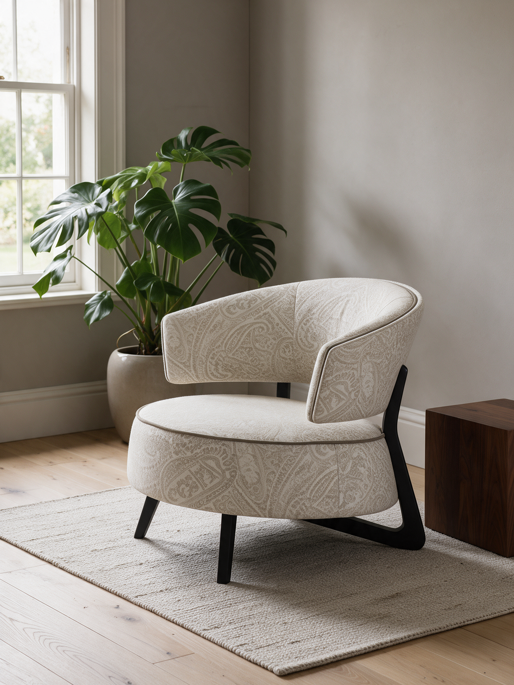 NIORA Oaklyn lounge chair in a modern lounge corner in daylight