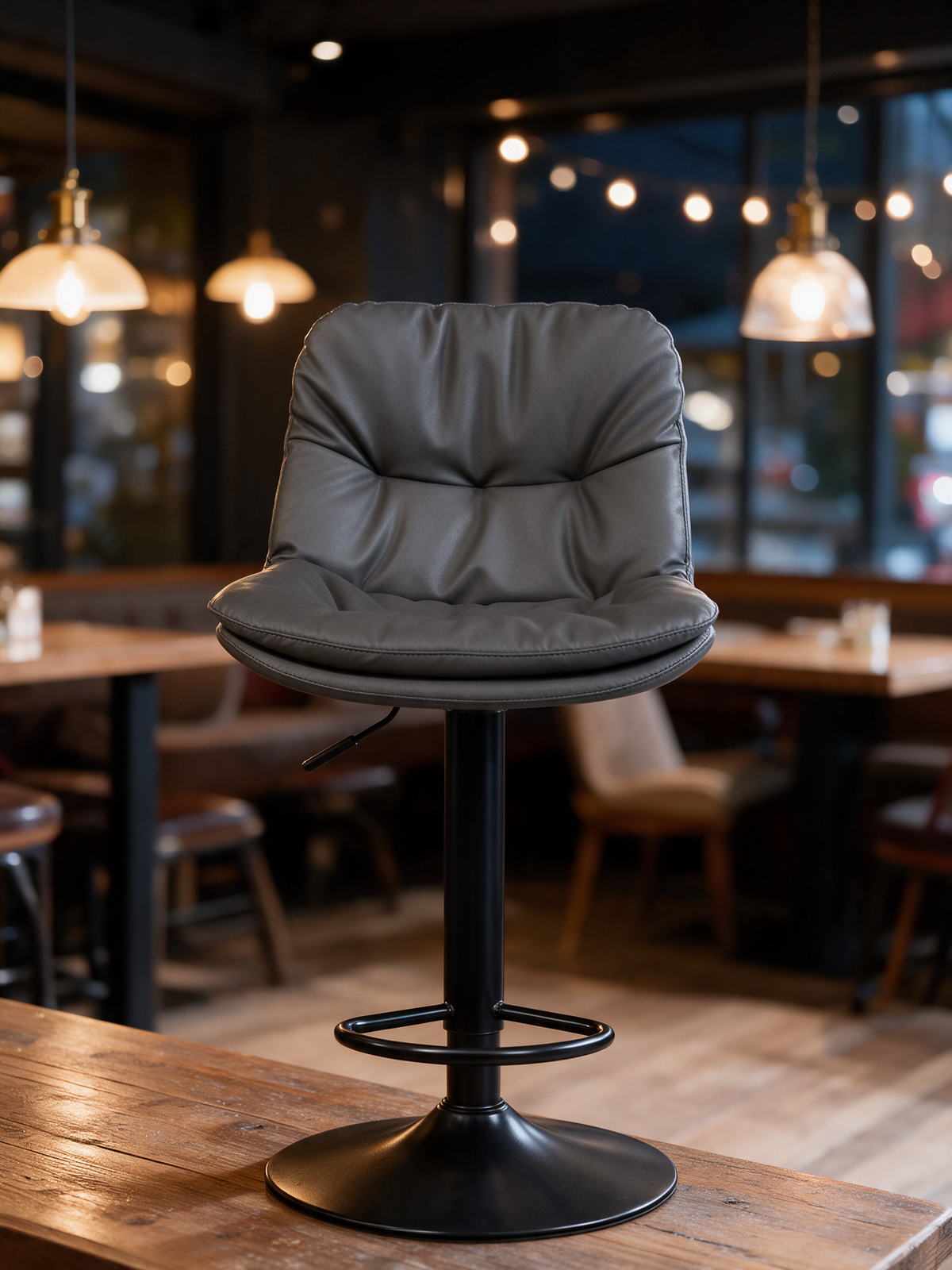 NIORA Bosch high chair at a bistro counter in warm evening light
