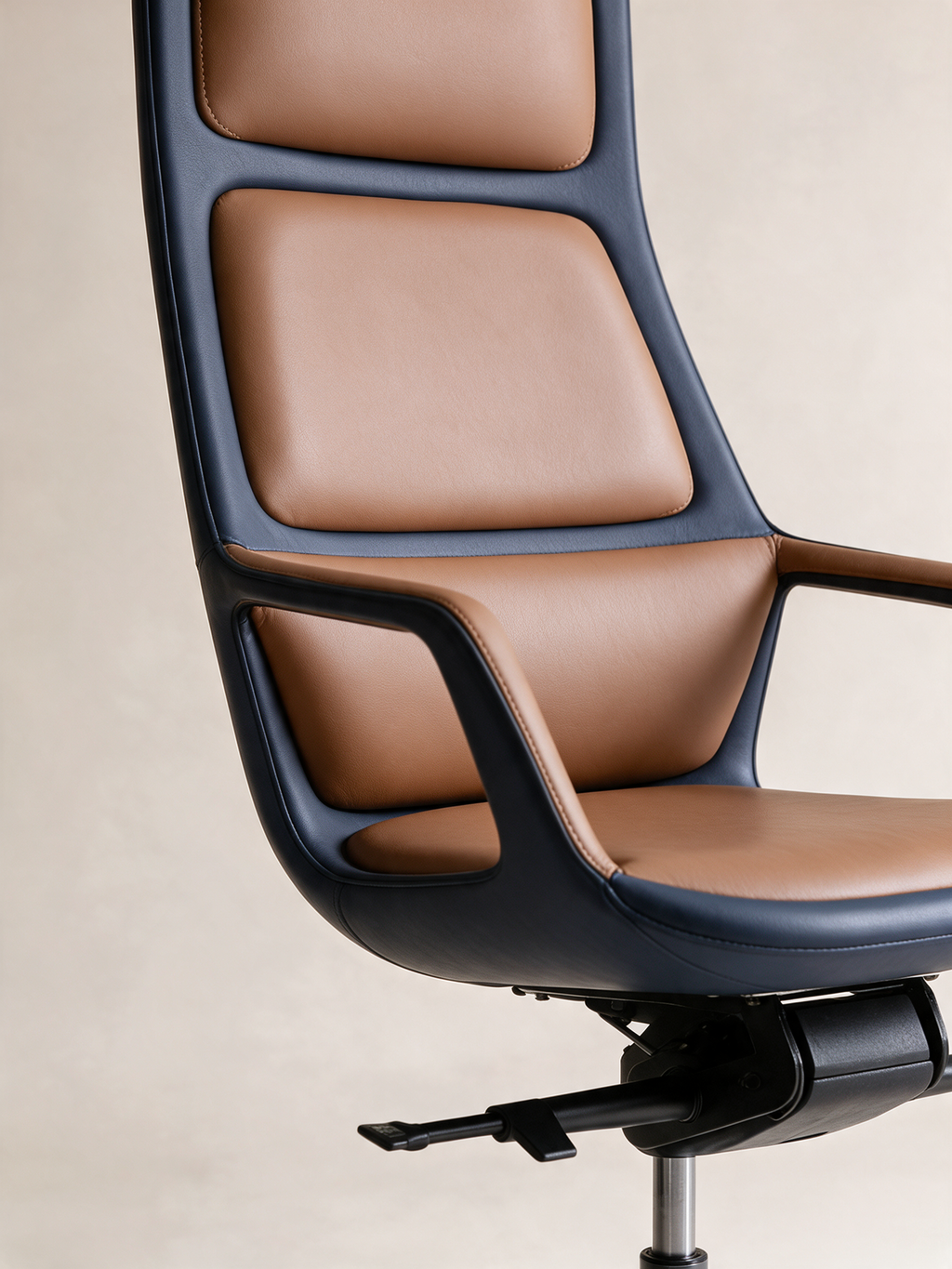 NIORA Prime High Back board room chair, upholstery and construction detail